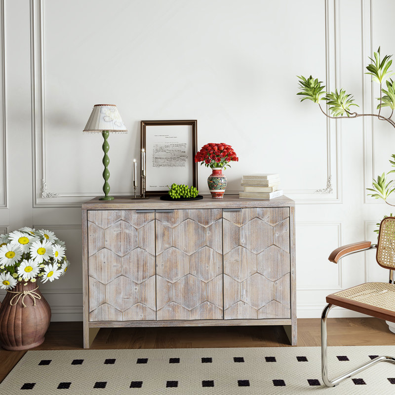 Accent Cabinet 3 Door Wooden Cabinet Sideboard Buffet Server Cabinet Storage Cabinet