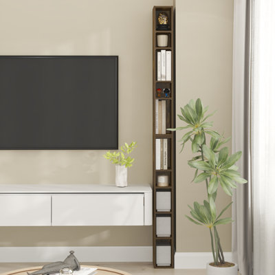 Fulda 10-Tier Space Saving Storage Shelf Bookcase, 6-Inch Width,