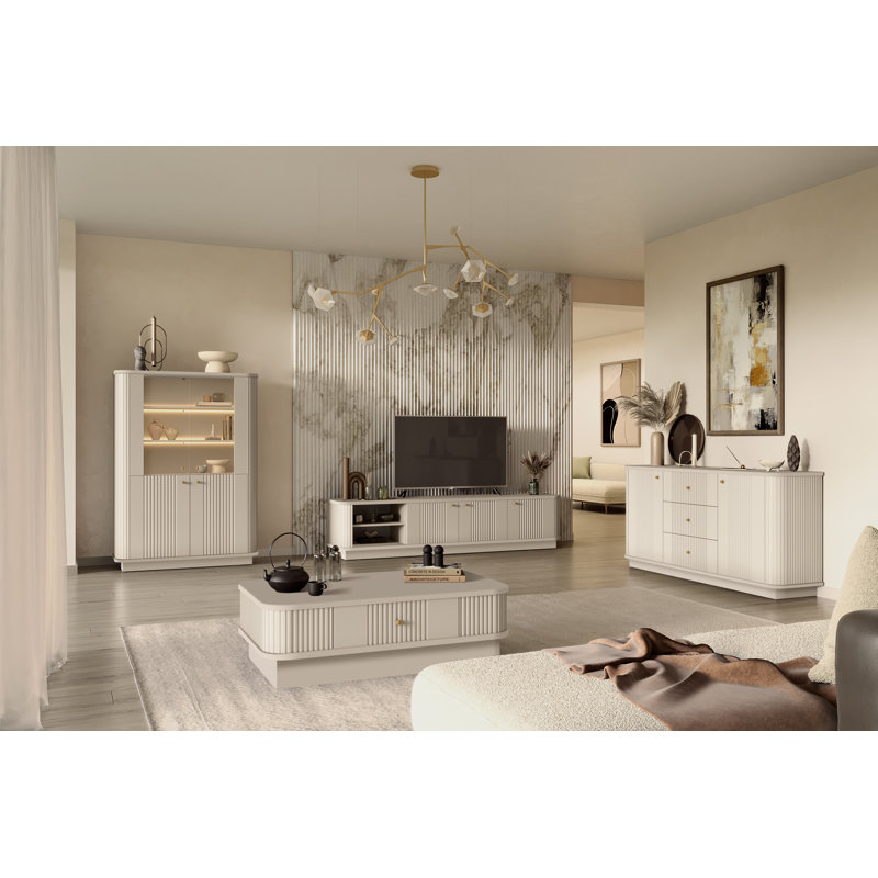 Display Cabinet, Beige/Gold