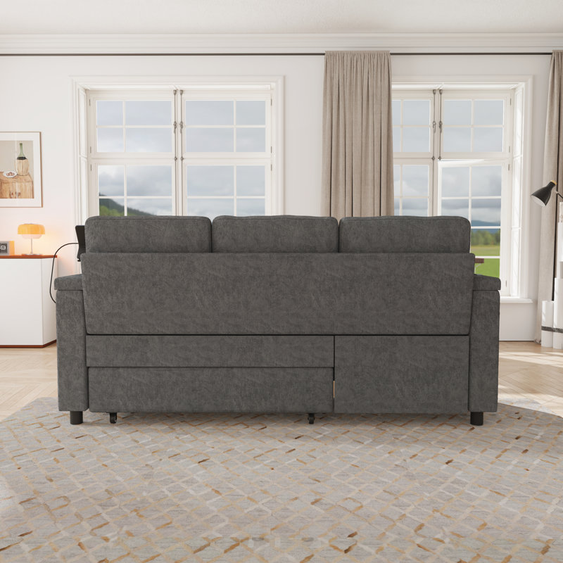 Upholstered 81 " Fabric Sofa, Dark Gray Fabric