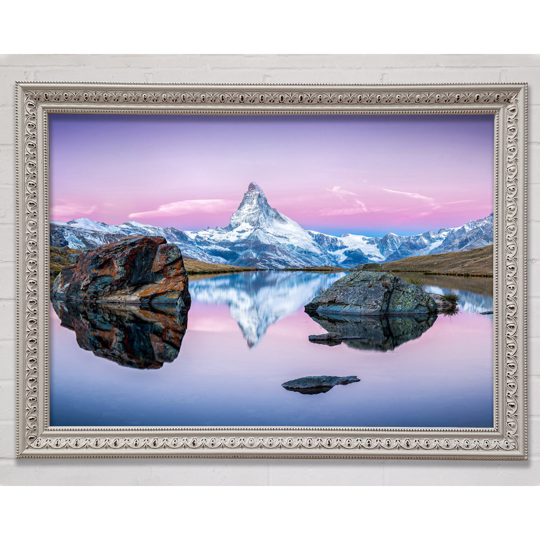 Gerahmter Kunstdruck Snow Mountain Reflections