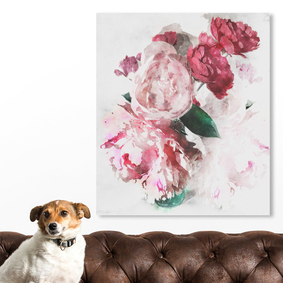 'Peony Vase' Painting on Wrapped Canvas