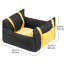 Siège d'auto d'appoint pour chien pour petits chiens jusqu'à 25 lb, noir, style entièrement fermé, tissu imperméable, rembourrage en coton PP, coussin amovible doux, deux ceintures réglables, une ceinture fixe pour animal de compagnie, poignées latérales,