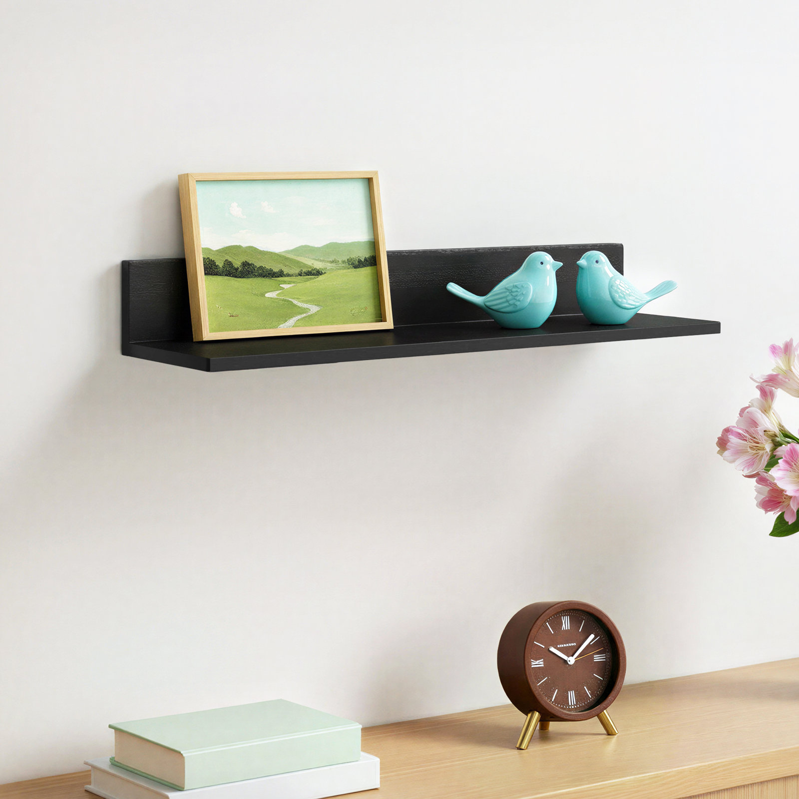 Dezerea Floating Shelf, 3.5'' H X 24'' W X 6.75'' D, Black