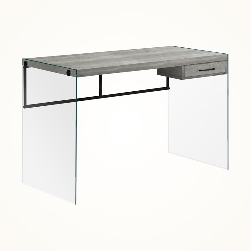 Vintner Desk with Clear Tempered Glass and&nbsp; Storage Drawers, 29.84'' H X 47.75'' W X 23.53'' D
