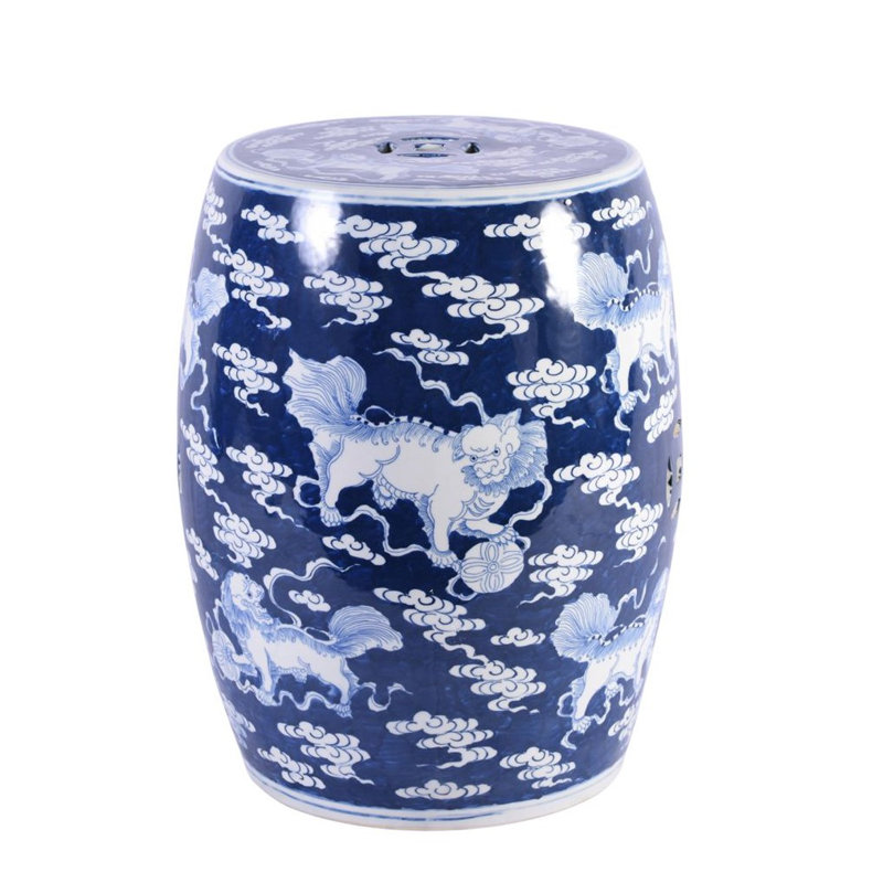 Vase de table en porcelaine d’intérieur/extérieur bleu/blanc 17 "