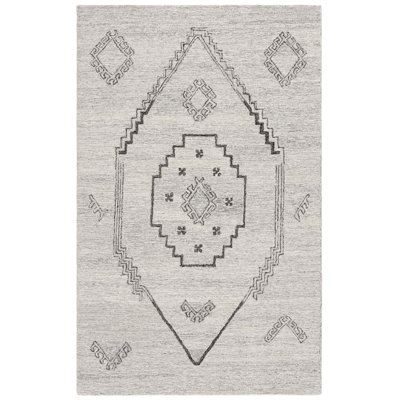 Metro 385 Hand Tufted Wool/Cotton Moroccan Rug in Gray/Black