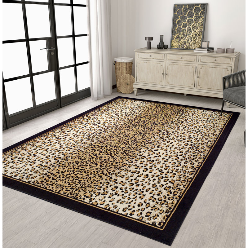 Tapis intérieur / extérieur en laine brun, Rectangle 5 pi x 8 pi