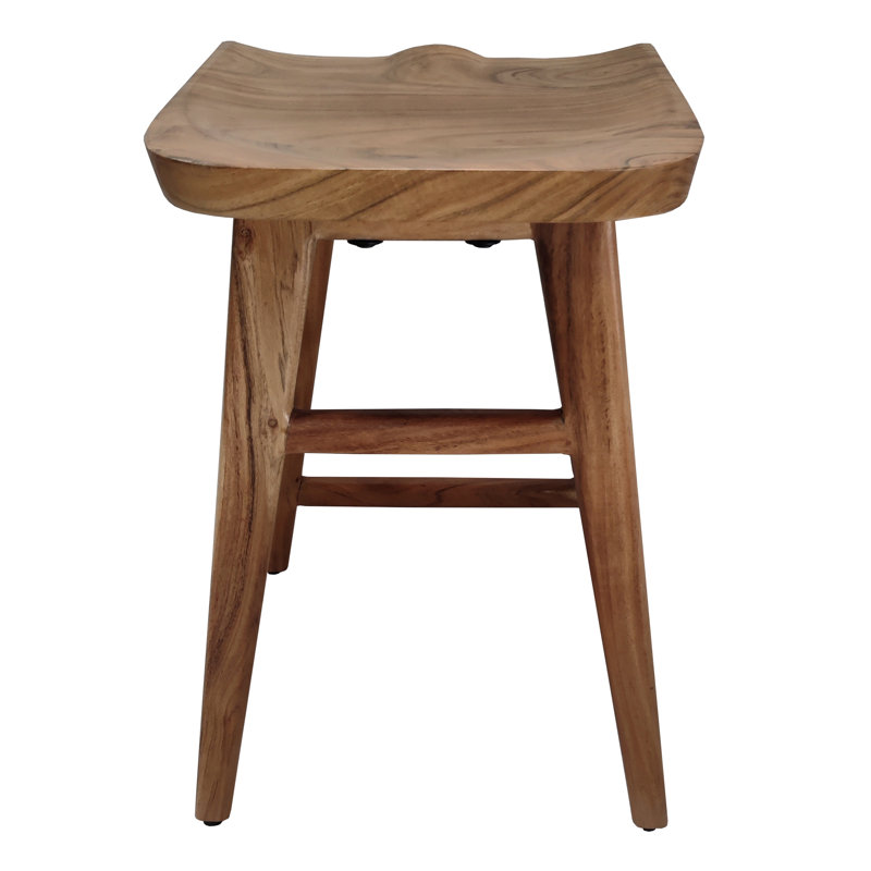 Tabouret à hauteur de comptoir sans dossier Tisa, siège de selle fabriqué à la main en bois d'acacia brun naturel, 24"