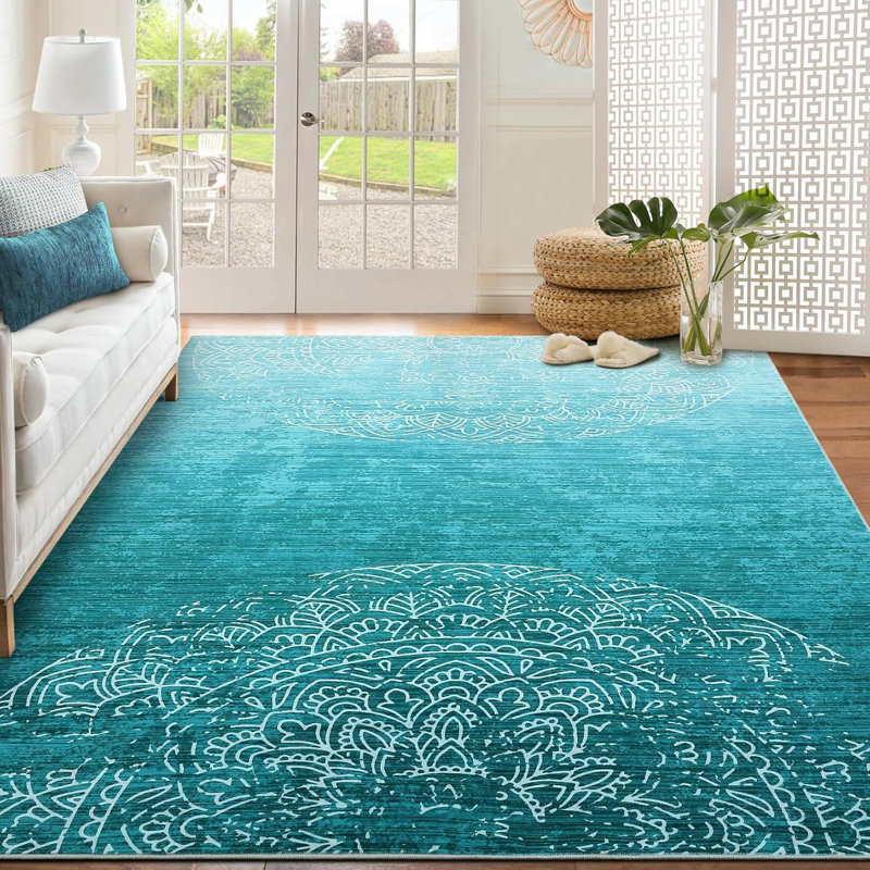 Tapis de couloir lavable 2 x 6 po, tapis de cuisine rétro antidérapant à poils courts, poils courts, motif bohème à médaillon doux pour le couloir, le vestibule, gris