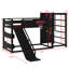 Lit mezzanine / lit superposé multifonctionnel en métal avec glissière, cerceau, anneaux et tablettes