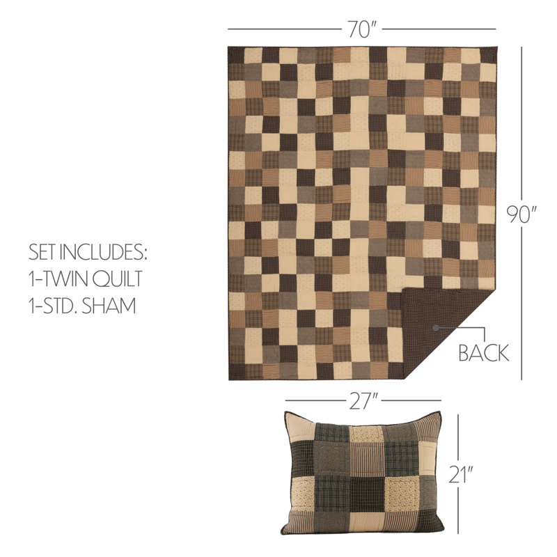 Kettle Grove Patchwork Quilt, Twin Quilt + 1 Sham