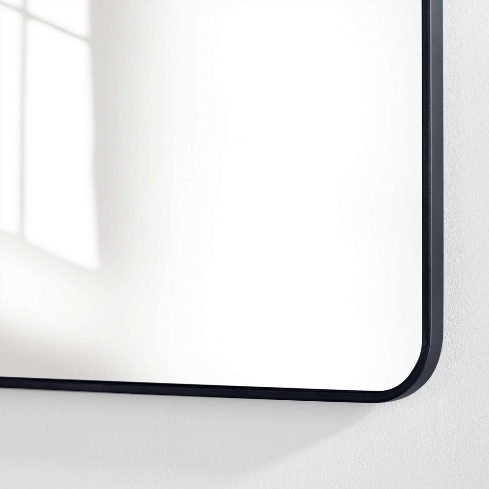 Sabine Metal Rounded Rectangle Wall Mirror, 42" x 28", Black
