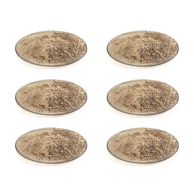 Ensemble de 6 assiettes en verre Dessia, 6 pièces, Chocolat