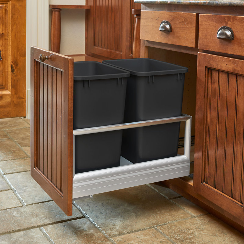 Rev-A-Shelf Polymer Replacement 27 qt. Trash Bin, RV-1024-18-2, 6.75, Black
