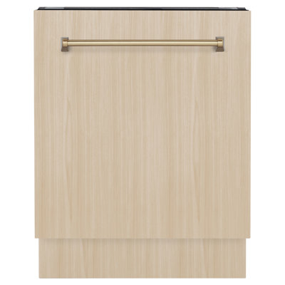 ZLINE Autograph Edition 24" Tallac Series 3rd Rack Top Control Built-In Tall Tub Dishwasher in Custom Panel Ready with Accent Handle, 51dBa