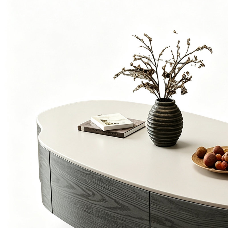 Amabilia, 13" H x 39.37" W x 19.68" D, White, Black/Black Oak