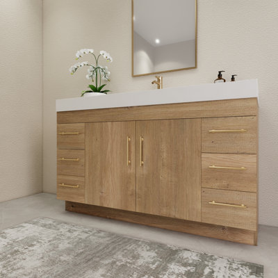 59" Single Bathroom Vanity Set with Drawers and Doors