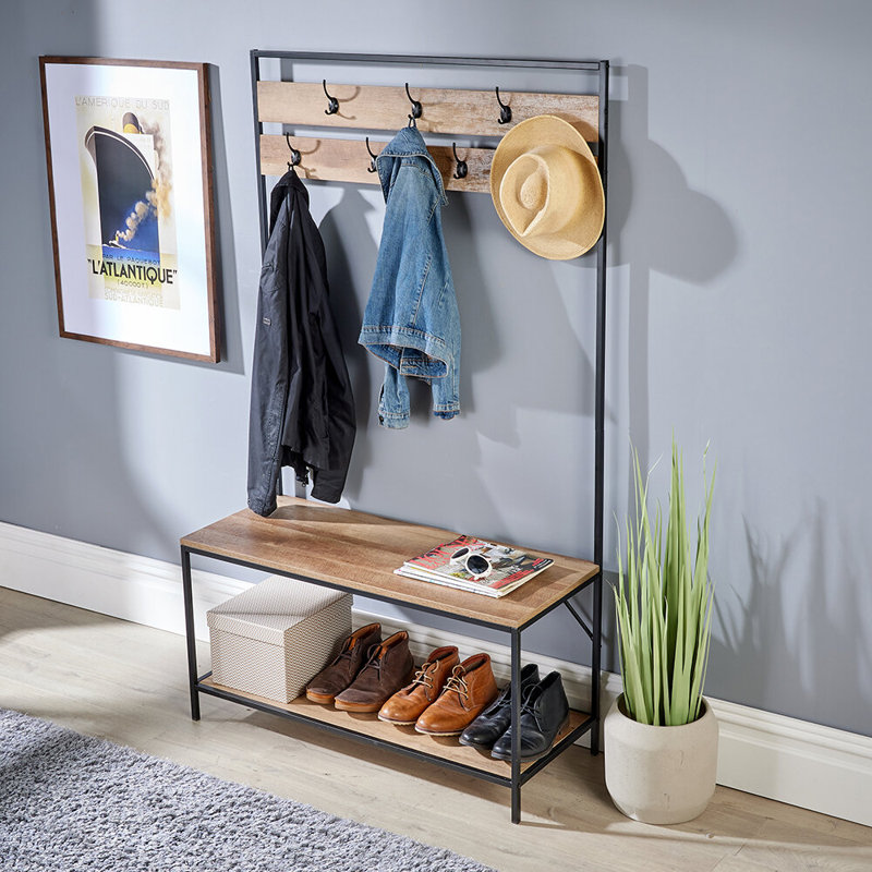 Airik Hall Tree 100cm Wide Shoe Storage Entryway Bench