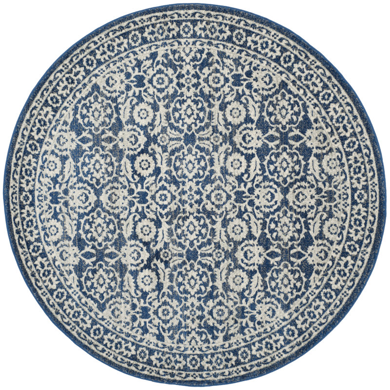 Tapis bleu / gris / ivoire Jodell, Rond 9 pi