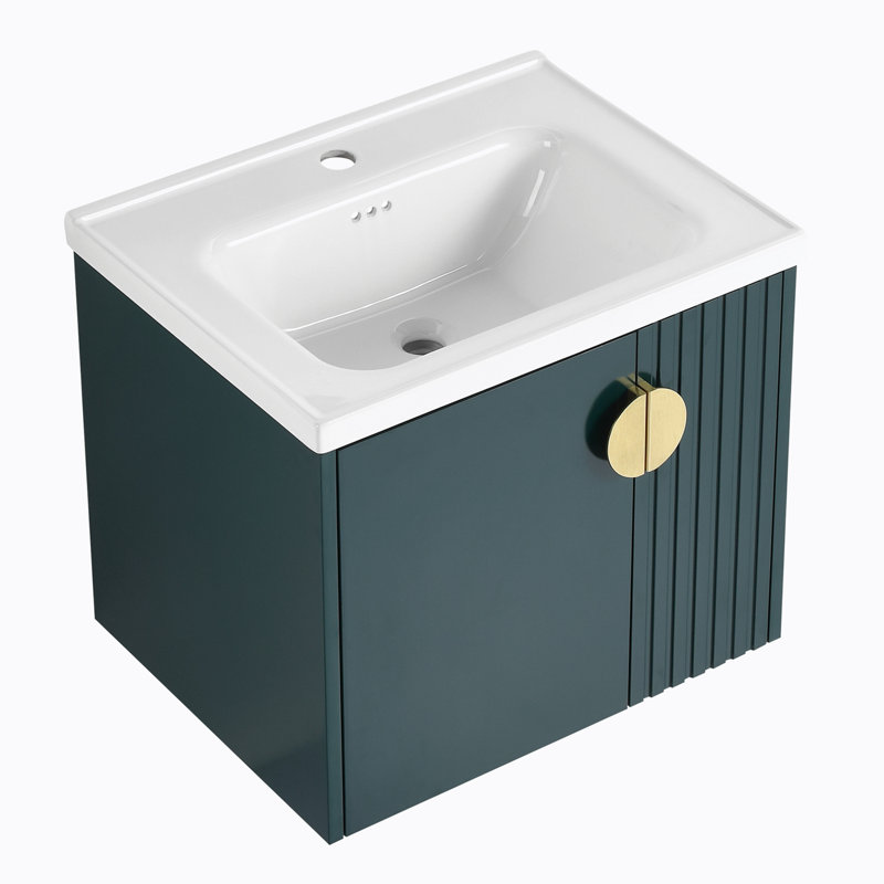 Meuble-lavabo simple 23,8 po avec plateau en céramique Foerer, Vert