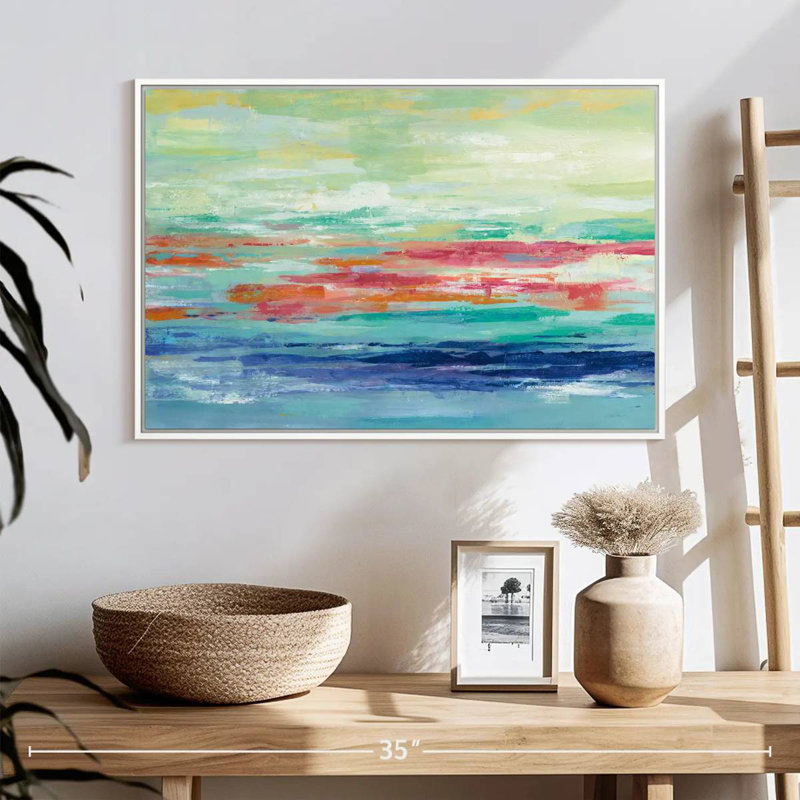 California Surf, 25 po x 17 po, Cadre flottant blanc