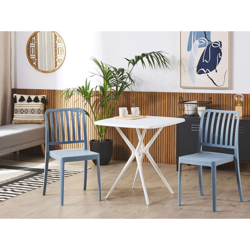 Howey 2 - Person Patio Dining Set Square Table with Cushions Included, Blue