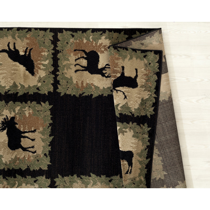 Tapis noir / vert Pippen, Rectangle 1 pi 10 po x 3 pi