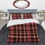 Tartan à carreaux noir et rose - Ensemble de housse de couette abstrait - Microfibre de polyester-507860025