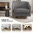 Applewold Upholstered Gray Cotton Blend Swivel Barrel Chair with Solid Wood Base-114606126