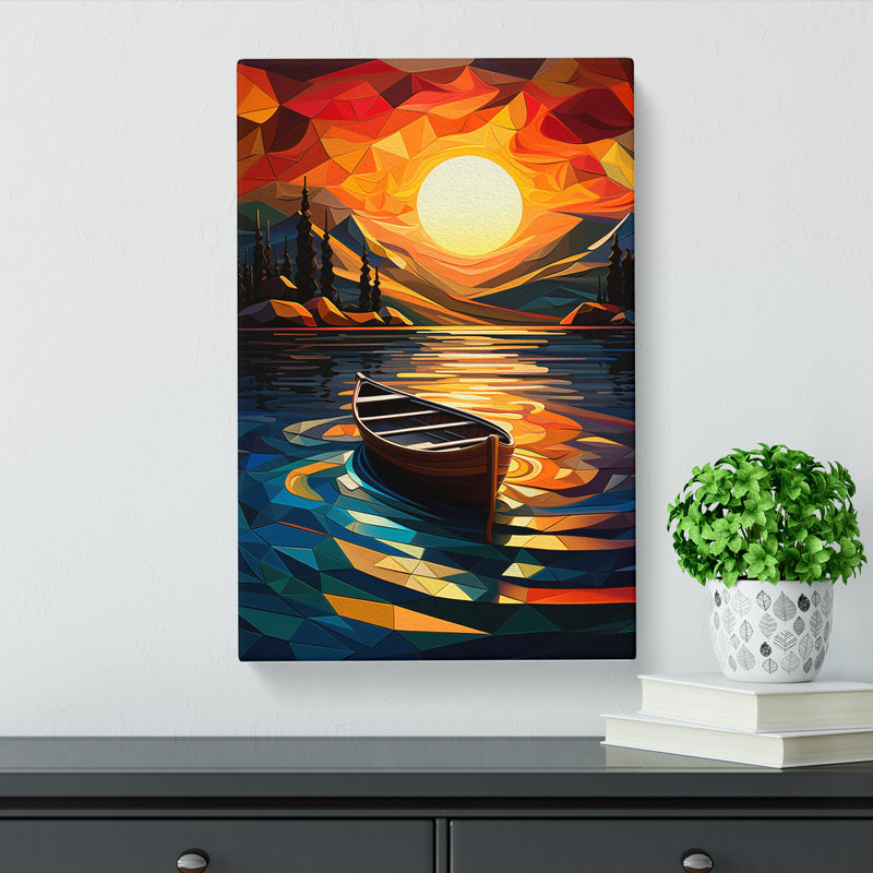 Boat On A Lake Orphism No.3 - Wrapped Canvas, 50cm H x 35cm W x 3cm D