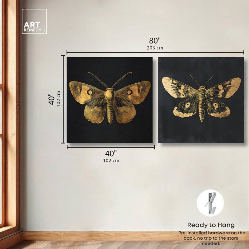 Sunlit Butterfly Set Canvas Set of 2 Wall Decor Sets by , H 40 po x l 40 po, Toile tendue