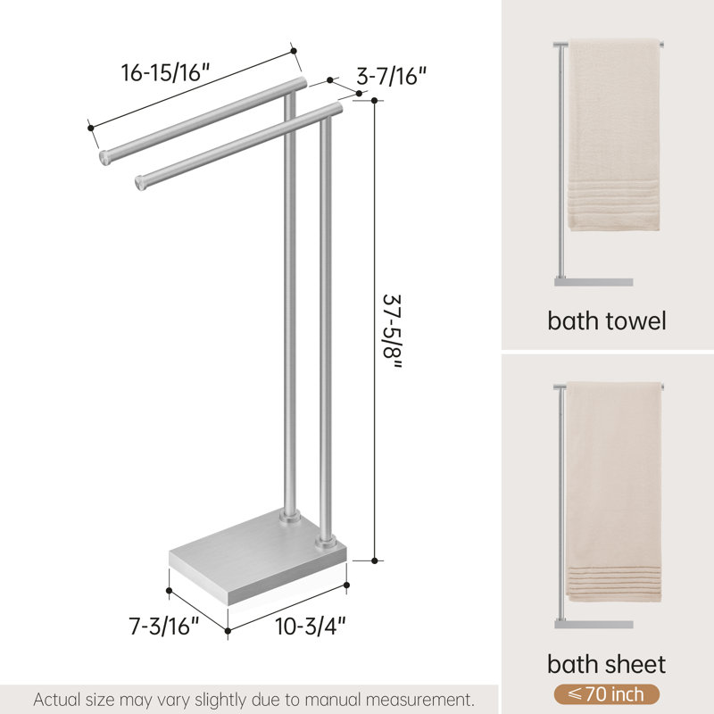 Porte-serviettes de salle de bain autoportant KES H 37 po à 2 niveaux KES