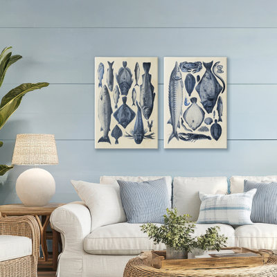 Ensemble de 2 toiles de poissons variées, design par Alicia Longley