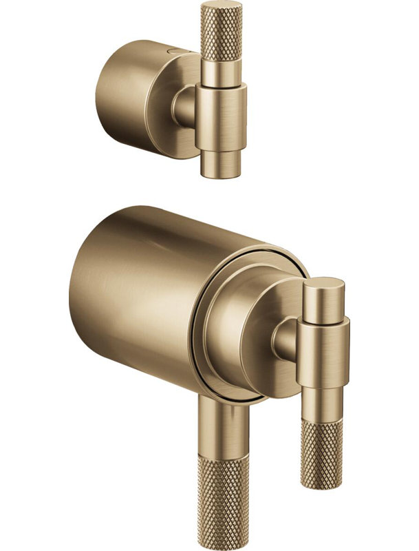 Litze® Roman Shower Integrated Valve with Handles, Luxe Gold, T-Lever