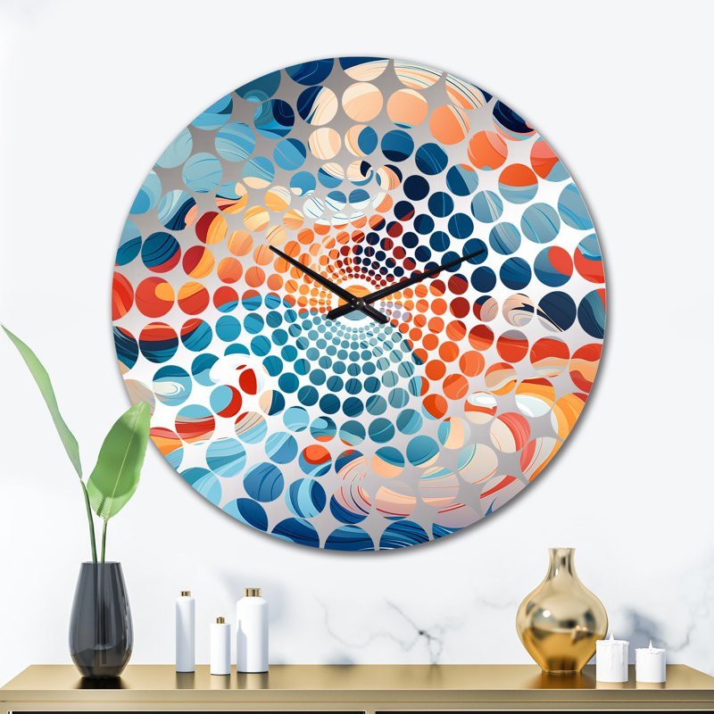 Horloge murale abstraite bleue et orange, Grand
