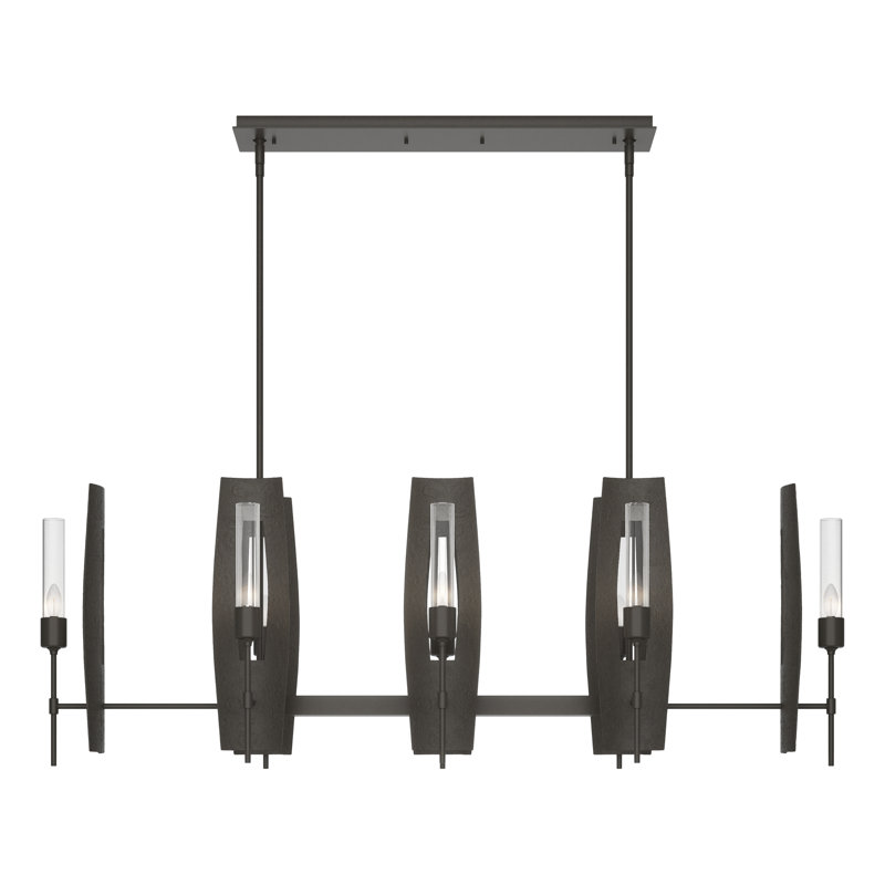 Luminaire suspendu linéaire à 8 lumières pour îlot de cuisine Passage, Transparent, Fumée foncée