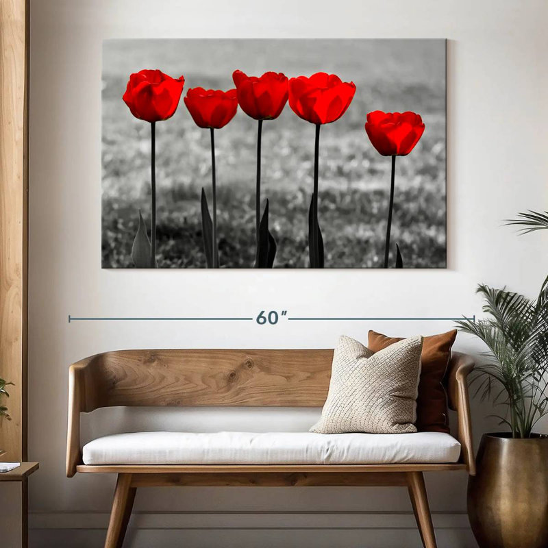 Harnek Five Red Tulips, 34" H x 51" W
