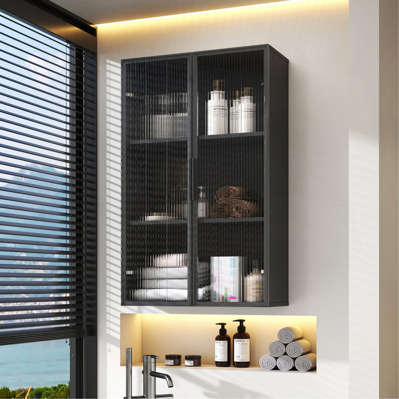 Armoire de rangement de salle de bain murale avec porte vitrée
