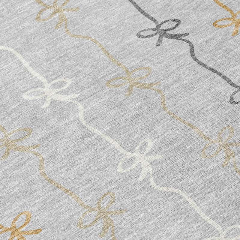Machine Washable Indoor/Outdoor Chantille ACN2593 Kids Rug, Silver, 2'6" x 3'10"