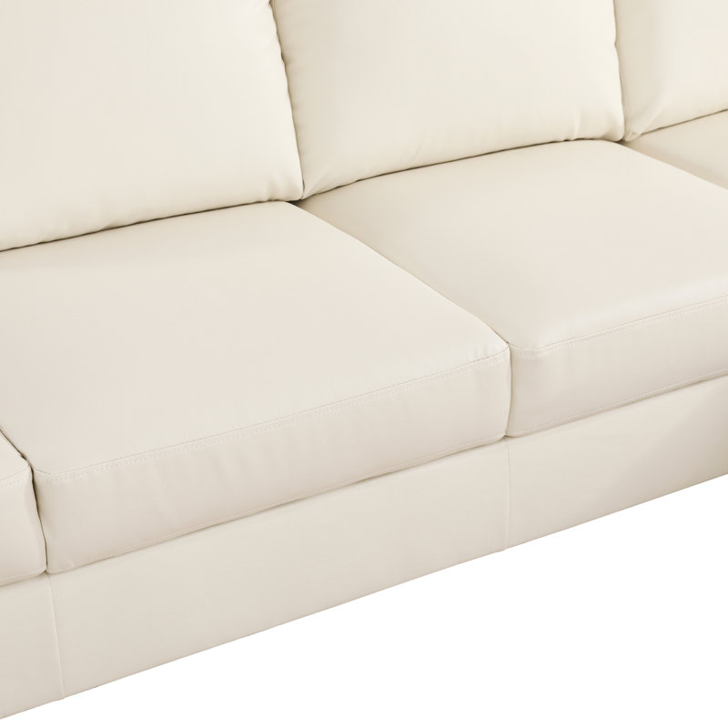 Kerriana Faux Leather Sectional, Right Hand Facing, Cream Faux Leather