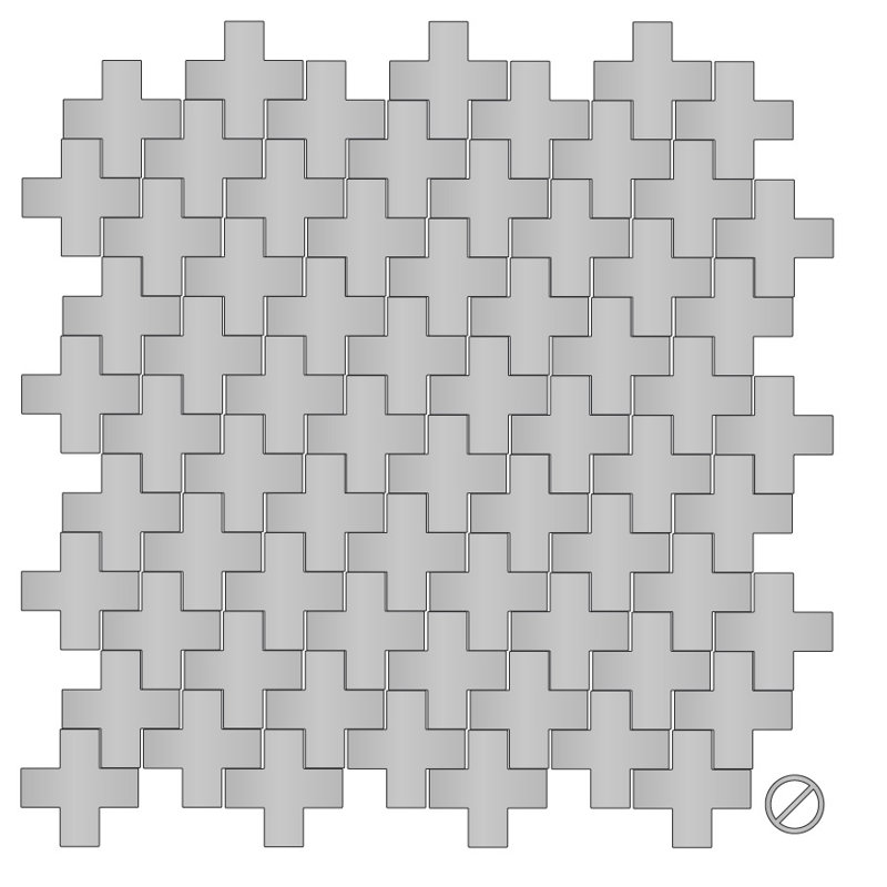 Décalcomanie murale à motifs croisés suisses, H 6 po x l 6 po x P 0,01 po, Argent