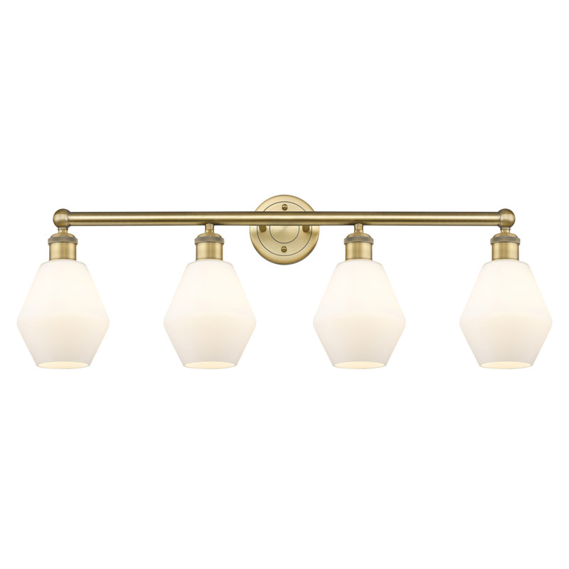 Gabbie 4 - Light Dimmable Vanity Light, Cased Matte White, Brushed Brass