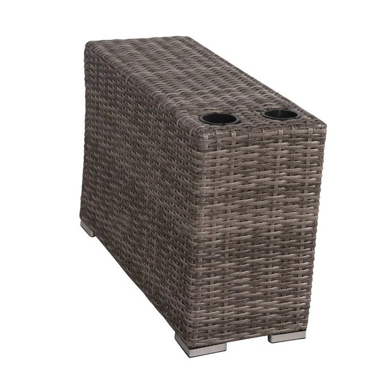 Outdoor Side Table - Fully Assembled Build Enhances Poolside Area Brown Materials Complements Patio