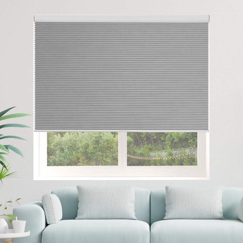 Store alvéolaire sans cordon occultant, Blanc / gris, L 64 po x l 27 po