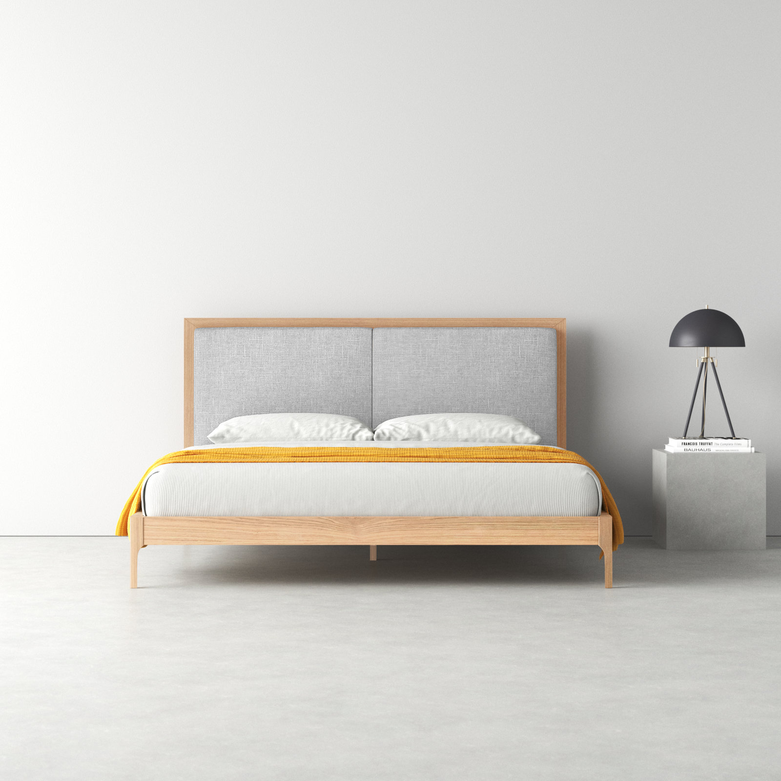 Chisa Upholstered Bed, King, White Wash