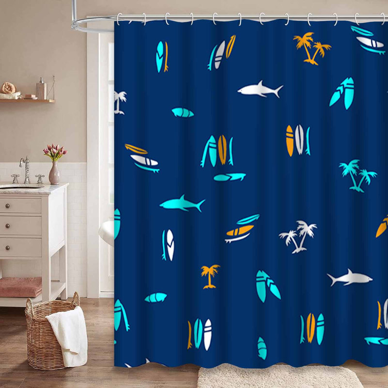 Rideau de douche imperméable à motif de palmier tropical avec 12 crochets, L 72 po x l 72 po