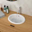17"X15.5" White Semi-Recessed Ceramic Bathroom Sink - Countertop Vessel Design