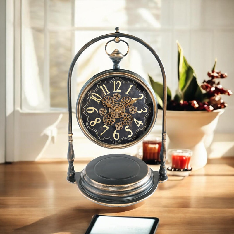 Modern & Contemporary Numerical Metal Quartz Movement / Crystal Tabletop Clock Silver