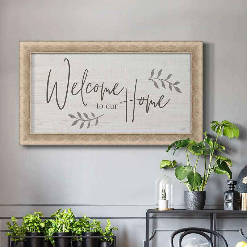 Welcome to Our Home - Impression d'un seul cadre photo, gris, H 21 po x l 37 po x P 1,25 po